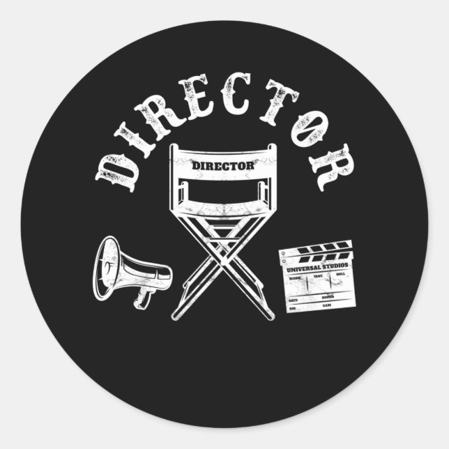Filmmaker-Regisseur Vorsitzender Runder Aufkleber (Vorderseite)