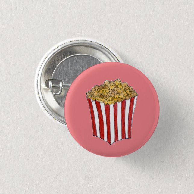 Filmmovie Night Sleepover Buttered Popcorn Tube Button (Vorne & Hinten)