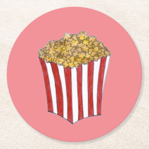 Filmmovie Night Sleepover Buttered Popcorn Tube Runder Pappuntersetzer