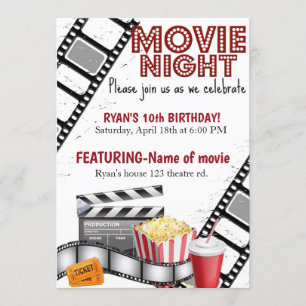 Filmnacht Geburtstag Kino Popcorn Einladung