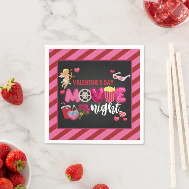 Filmnacht Napkin - Valentinstag Serviette (Beispiel)