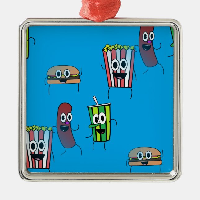 Filmpopcorn Silbernes Ornament (Vorne)