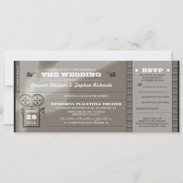 FilmPremiere Hochzeitstickets Einladungen (Vorderseite)