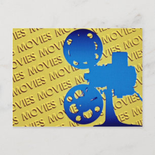 Filmprojektor auf gelbem Hintergrund Postkarte