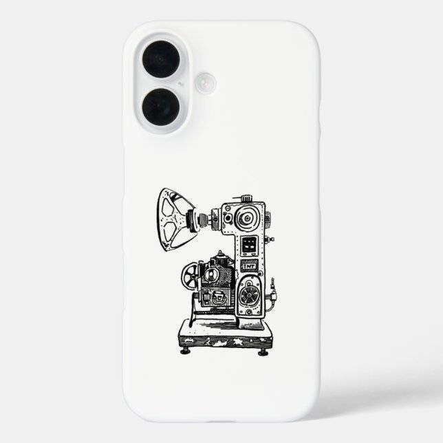 Filmprojektor aus dem Hause Großmas iPhone 16 Hülle (Rückseite)