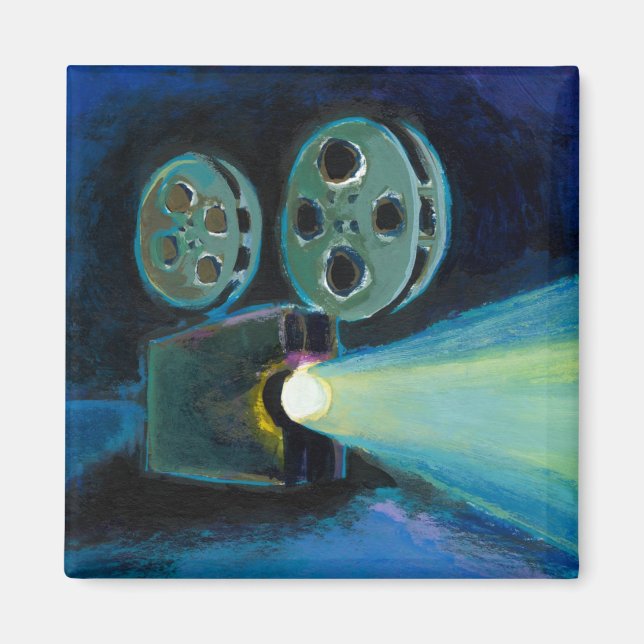 Filmprojektor bunt ausdrucksstarke Malkunst Magnet (Vorne)