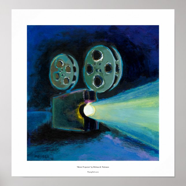 Filmprojektor bunt ausdrucksstarke Malkunst Poster (Vorne)