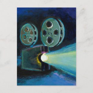Filmprojektor bunt ausdrucksstarke Malkunst Postkarte