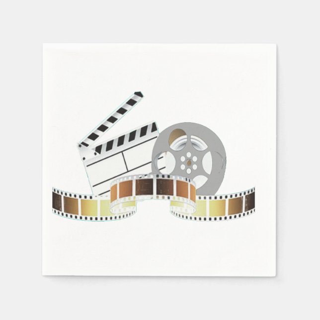 Filmrolle und Papier aus dem Hause Clapperboard Na Serviette (Vorderseite)