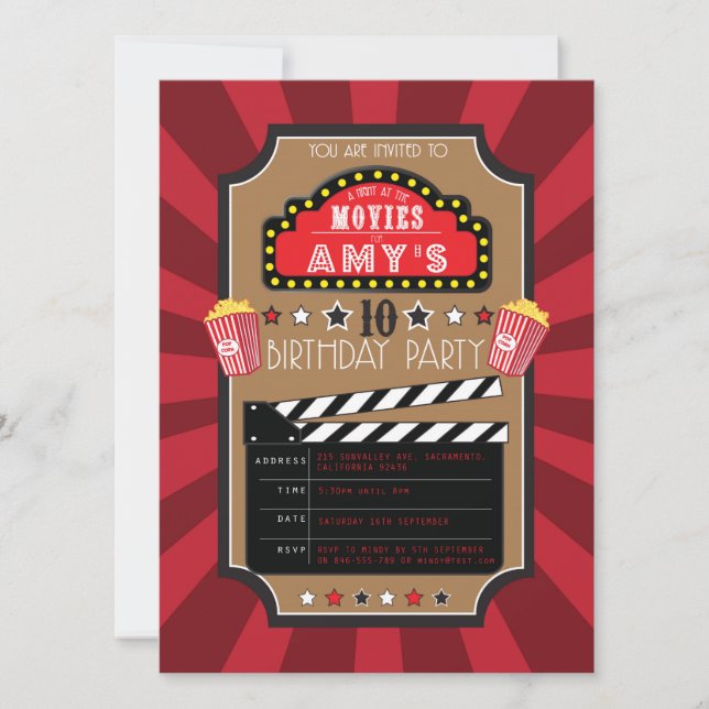 Films Invitations Hollywood Party (Devant)