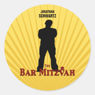 Filmstar-Bar Mitzvah Aufkleber-Gelb-Blau Runder Aufkleber