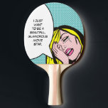 Filmstar-Pop-KunstPing Pong Paddel Tischtennis Schläger<br><div class="desc">Schreie ich ein Fluss! Dieses Filmstar-Pop-KunstPing Pong Paddel kennzeichnet eine emotional verwirrte junge Frau und eine Spracheblase, die liest, "ich will gerade, um ein schöner, bezaubernder Filmstar zu sein." Die Frauen- und Spracheblase sind auf einem Aquahintergrund. Das Leben nicht ist zwar angemessen, aber dieses Klingeln pong Paddel macht sie fast...</div>