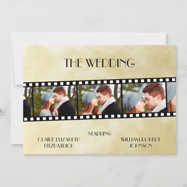 Filmstreifen Fotocollage Hochzeit Einladung (Vorderseite)