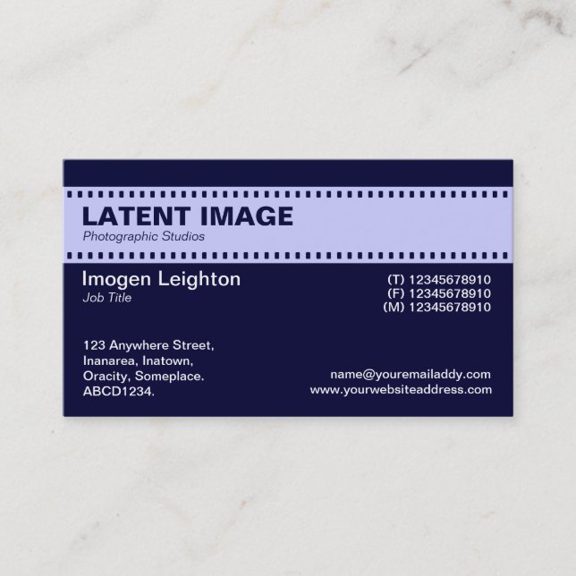 Filmstreifen-Header - Pulver blau mit Dk Navy Visitenkarte (Vorderseite)