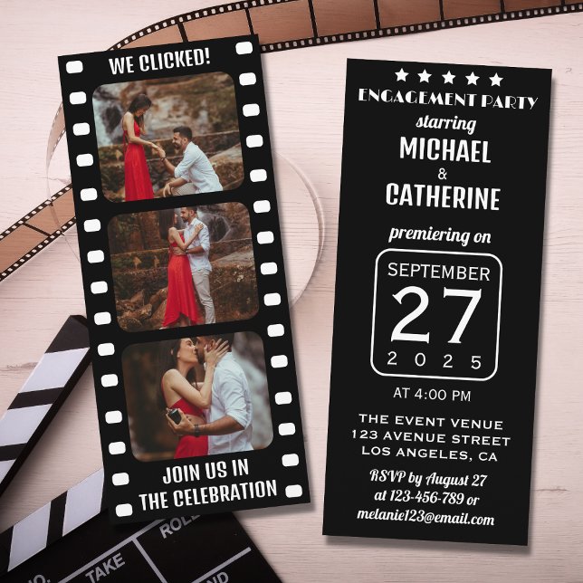 Filmstreifen Schwarz-Weiß-Kino Hochzeit Einladung (Von Creator hochgeladen)