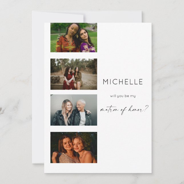 Filmstrip Be My Matron of Honor Multi Foto Einladung (Vorderseite)