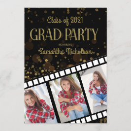 Filmstrip Black Gold 3 Fotos zur Graduierung Einladung