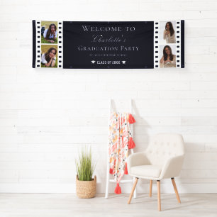 Filmstrip Vier Fotocollage Abschluss   Blau Banner