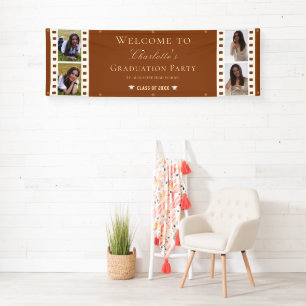 Filmstrip Vier Fotocollage Abschluss Orange Banner
