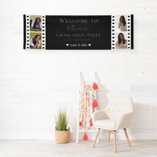 Filmstrip Vier Fotocollage Abschluss Schwarz Banner