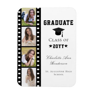 Filmstrip Vier Fotocollage Abschluss   Weiß Magnet