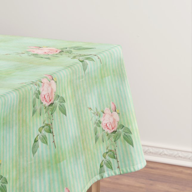 Filmtablette Grüner Streifen Rosa Rosa Blütenblatt Tischdecke (Beispiel)
