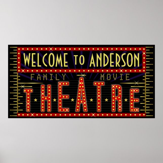 Filmtheater Marquee Zuhause Kino Name Horizontal Poster (Vorne)