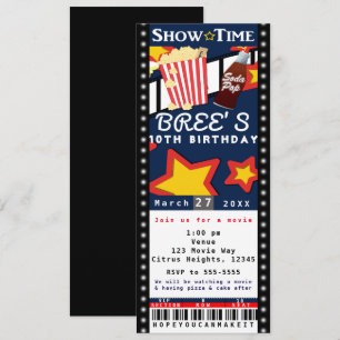 Filmtheater-Popcorn-VIP-Party-Ticket-Einladung Einladung