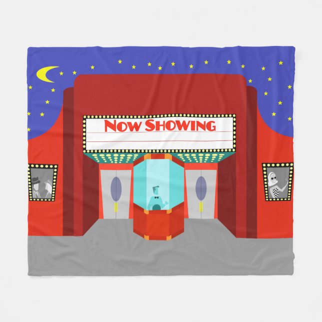 Filmtheater Retro Fleece Blanket (Vorderseite (Horizontal))