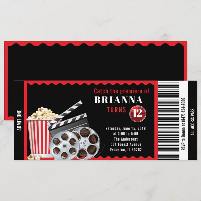 Filmtheatereinladung Einladung (Vorne/Hinten)