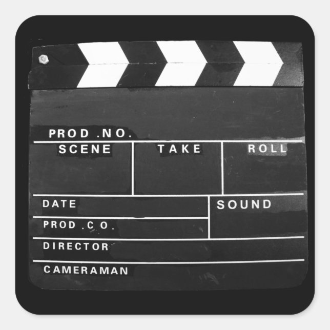 Filmvideohersteller Clapper Board Design Quadratischer Aufkleber (Vorderseite)