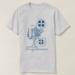 Filmvorführer-T - Shirt (blauer Entwurf)