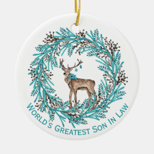 Fils Bleu Moderne En Droit Deer Ornement Céramique