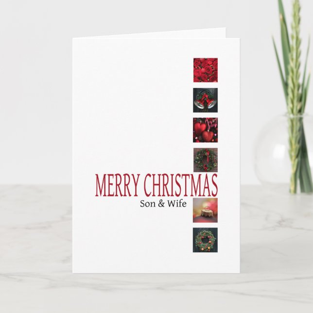 fils et femme Merry Christmas carte (Devant)