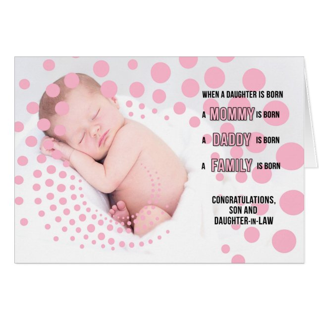 Fils et fille en droit Bébé Filles Félicitations (Devant horizontal)