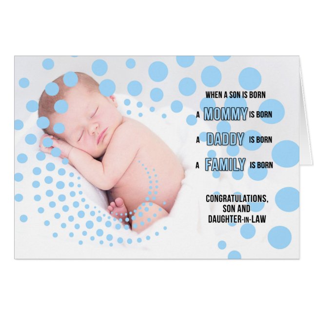 Fils et fille en droit Bébé garçon Félicitations (Devant horizontal)