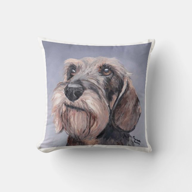 Fils Haired Dachshund Canine Coussin d'art chien (Recto)