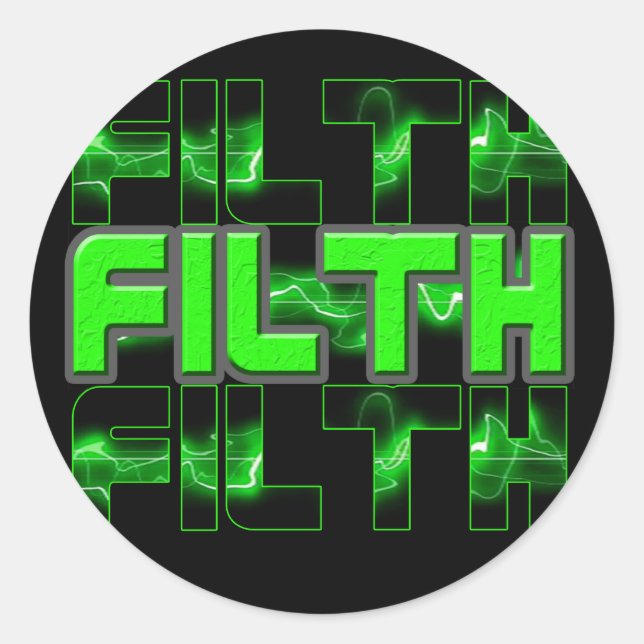 FILTH Music Dubstep Electro Rave Bass DJ FILTH Runder Aufkleber (Vorderseite)
