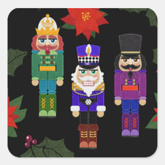 Filz-Look-Nussknacker-Soldaten Whimsical Quadratischer Aufkleber
