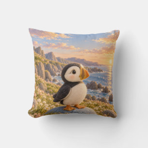 Filz-Puffin-Honig Küsten-Wildblumen-Sonnenuntergan Kissen