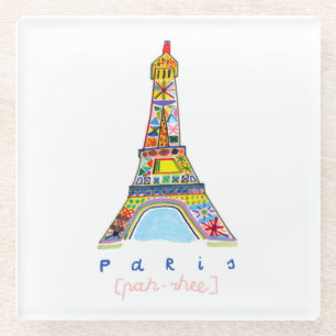 Filz-Spitze-Zeichnen von Paris Glasuntersetzer