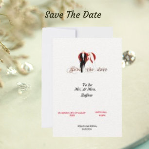 Filzweißpapier-Herz- und Paar-Save-The-Date-Karte Save The Date