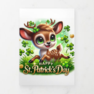 Fin D'année Trois Volets Carte de la Saint Patrick avec Cerf Irlandais Fest
