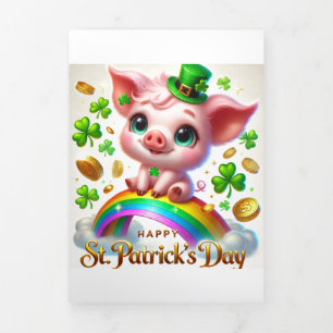 Fin D'année Trois Volets Carte de la Saint Patrick avec Festive Piggy
