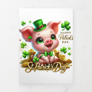 Fin D'année Trois Volets Carte de la Saint Patrick avec piggy