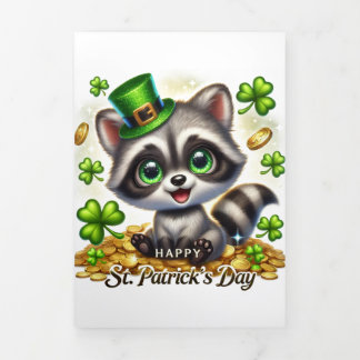 Fin D'année Trois Volets Carte de la Saint Patrick avec Raccoon