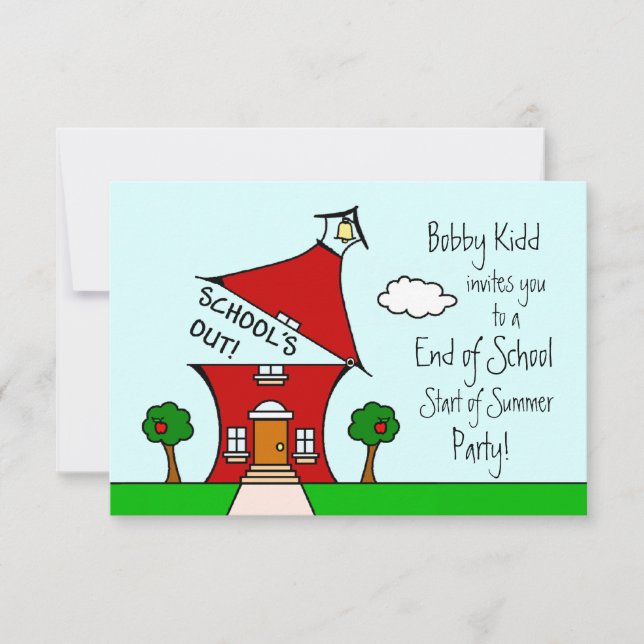 Fin de l'école / Début du Invitation de la fête d' (Devant)