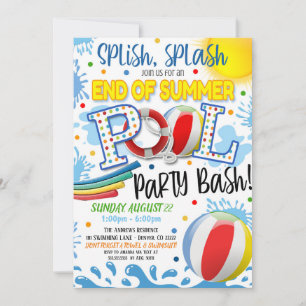 Fin de l'été Pool Party Invitation