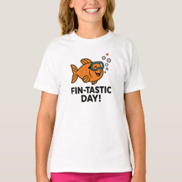 Fin-Tastic Day Cute Orange Fish Design T-Shirt