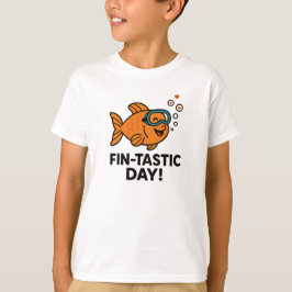 Fin-Tastic Day Cute Orange Fish Design T-Shirt
